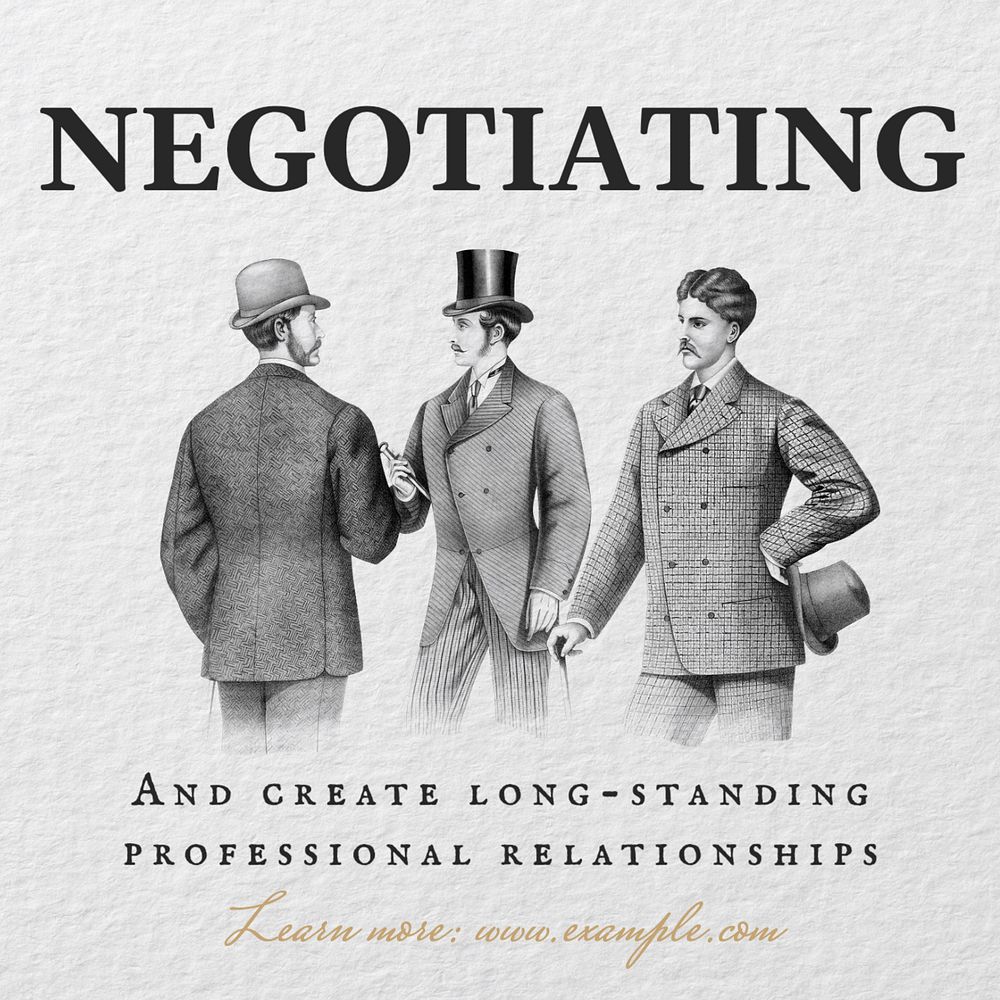 Negotiation business deal Instagram post template, editable text