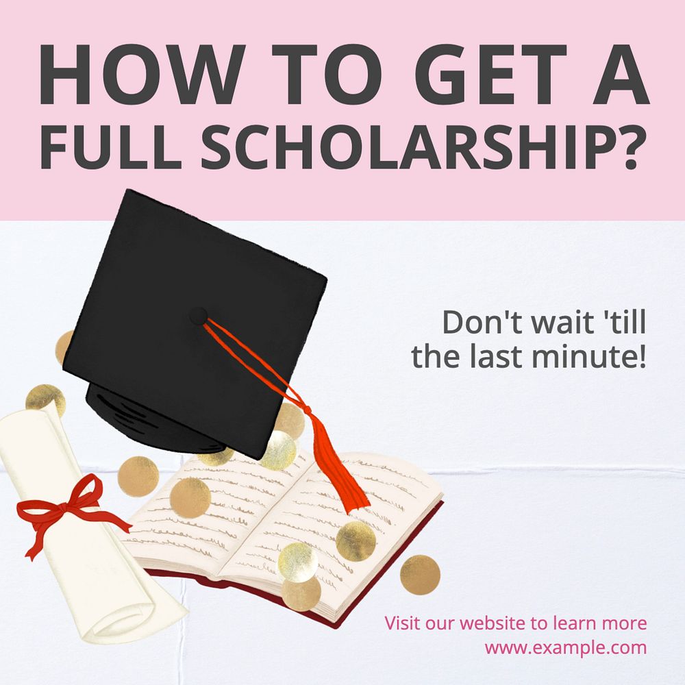 Full scholarship Instagram post template, editable text