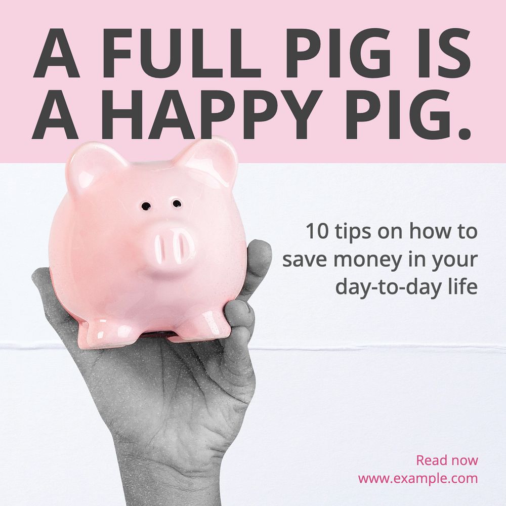 Saving money tips Instagram post template, editable text