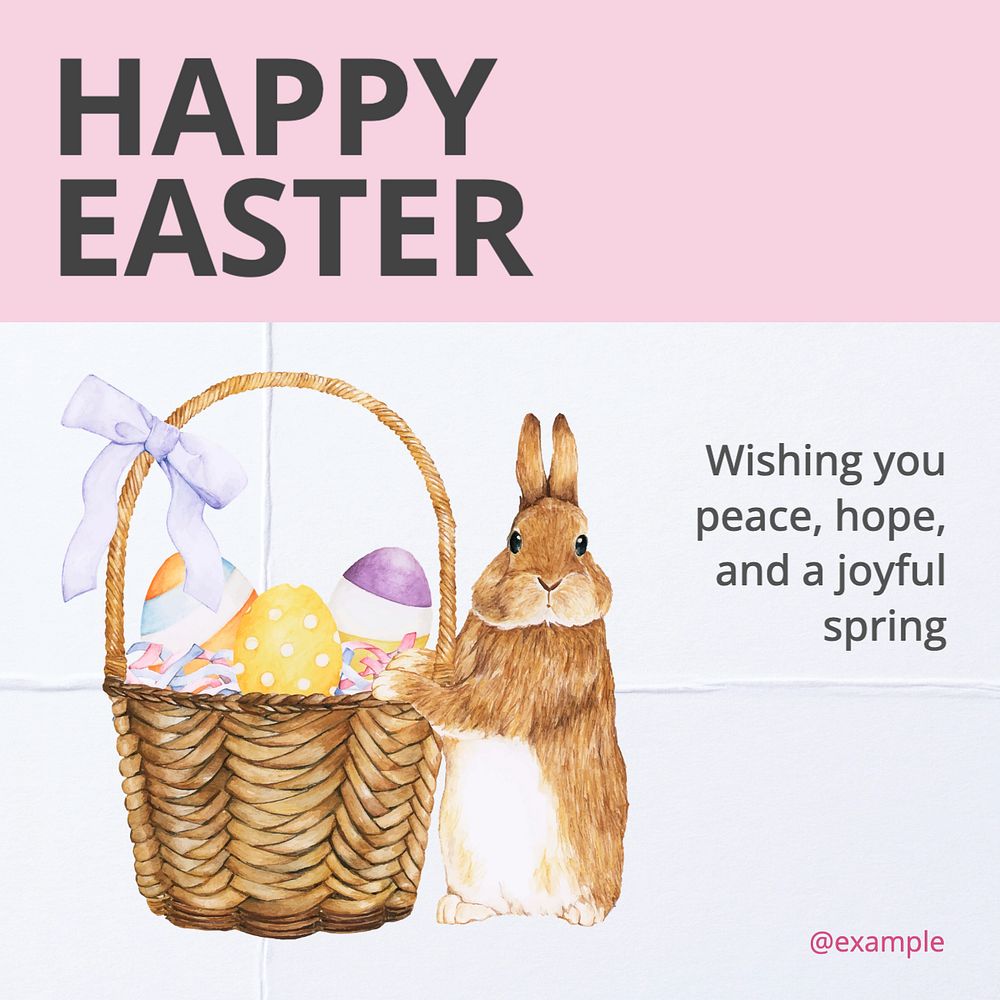 Happy Easter Instagram post template, editable text