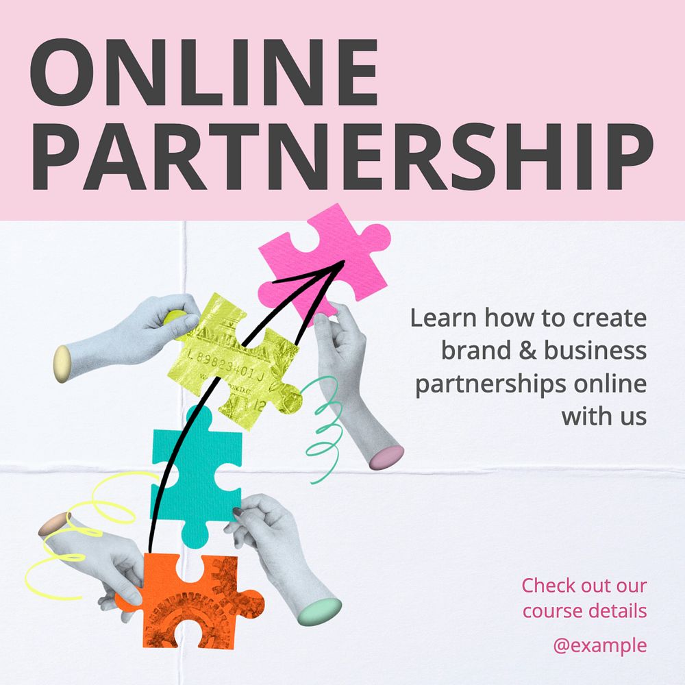 Online business partnership Instagram post template, editable text
