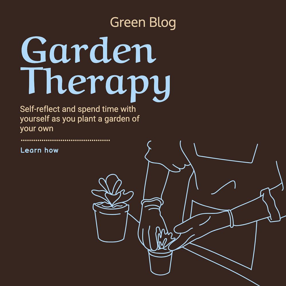 Garden therapy Instagram post template, editable text