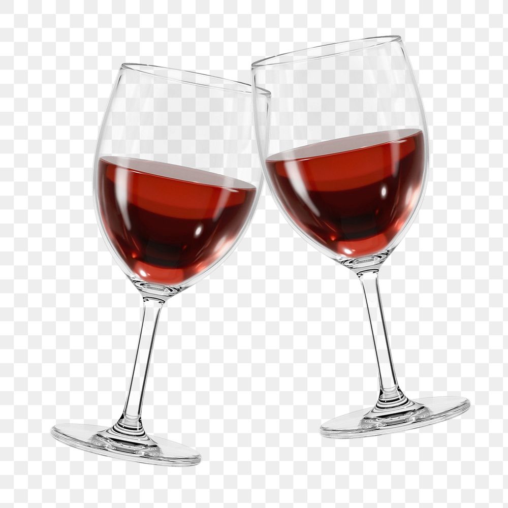 3D clinking wine glasses, element editable illustration