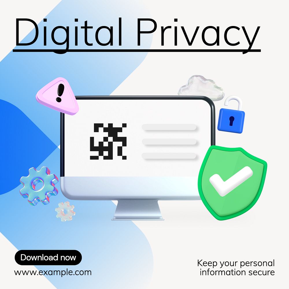 Digital privacy Instagram post template, editable text