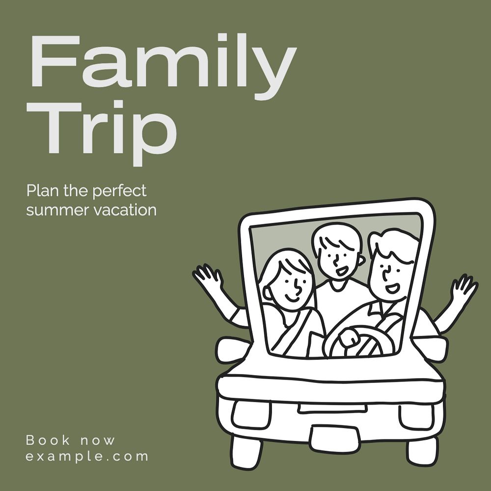 Family trip Instagram post template, editable text