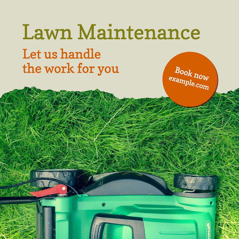 Lawn maintenance Instagram post template, editable design