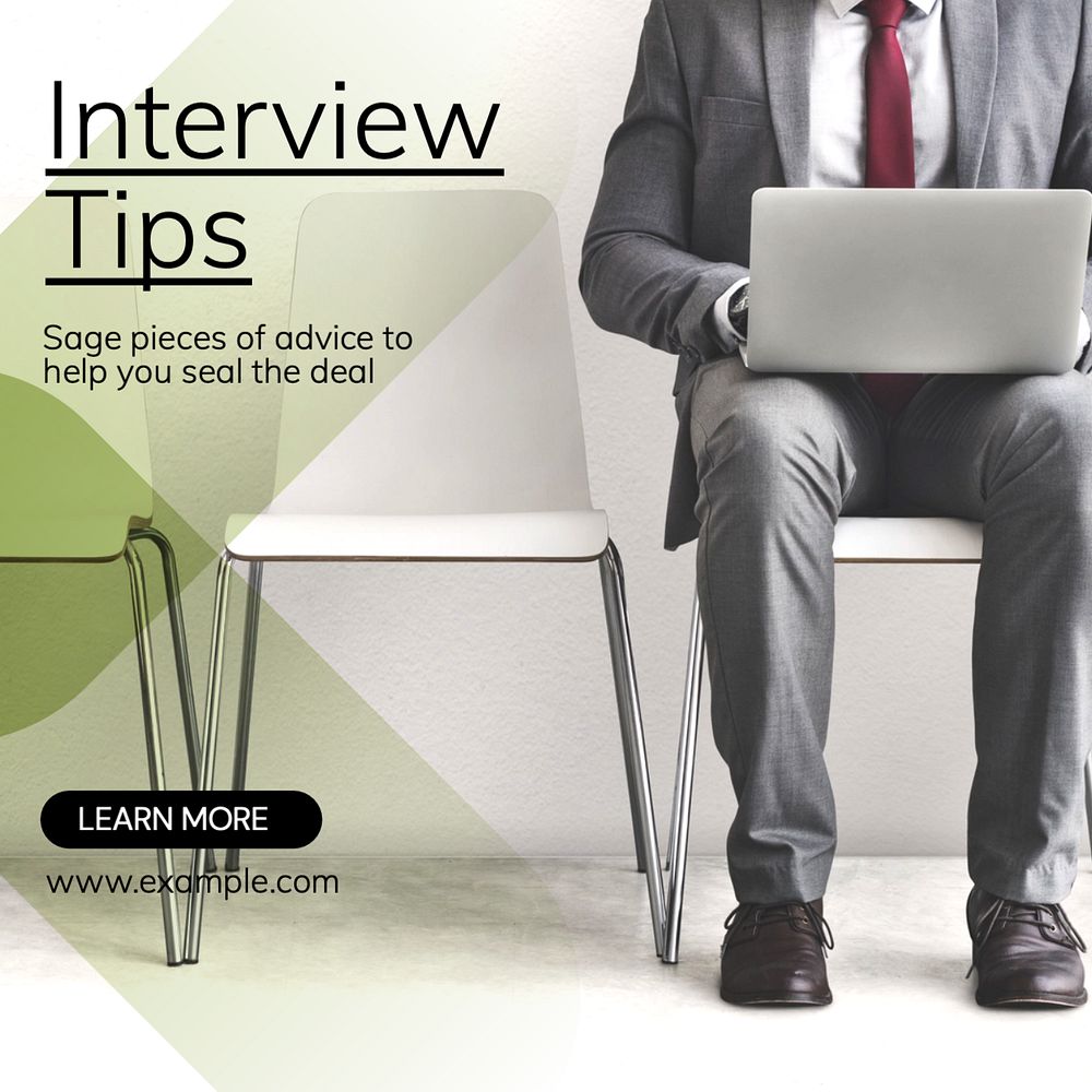 Job interview tips Instagram post template, editable text