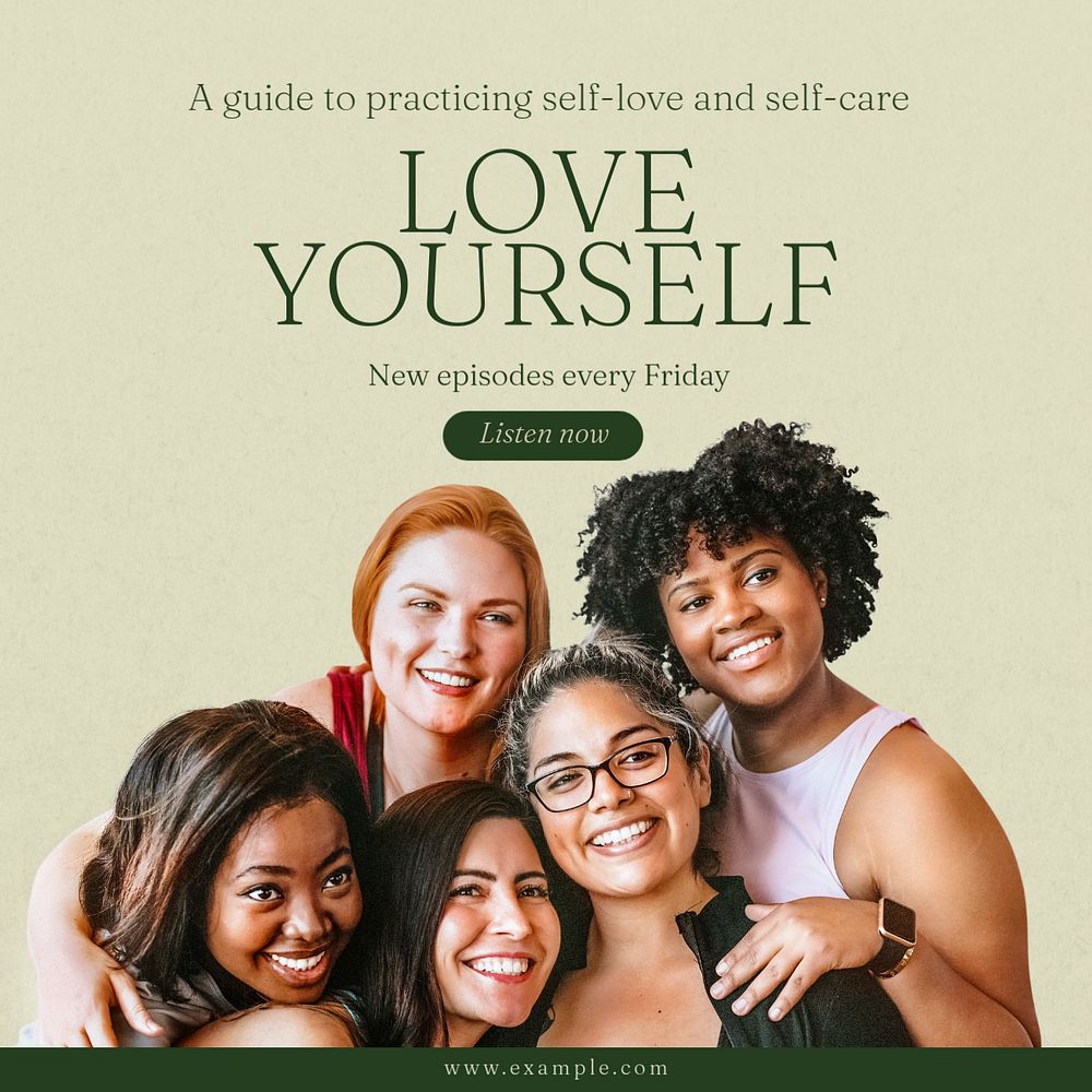 Love yourself podcast post template, editable social media design