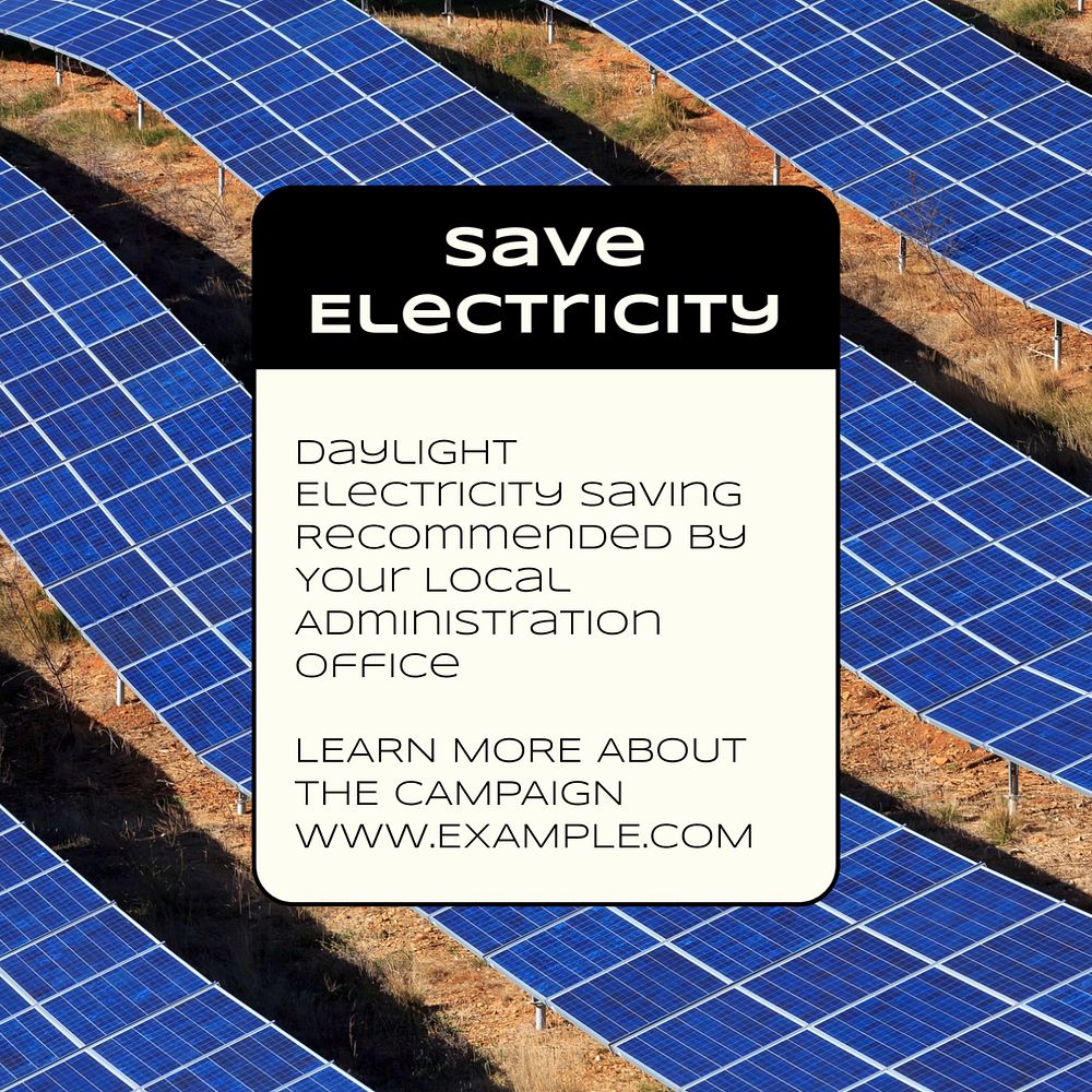 Save electricity Facebook post template, editable design