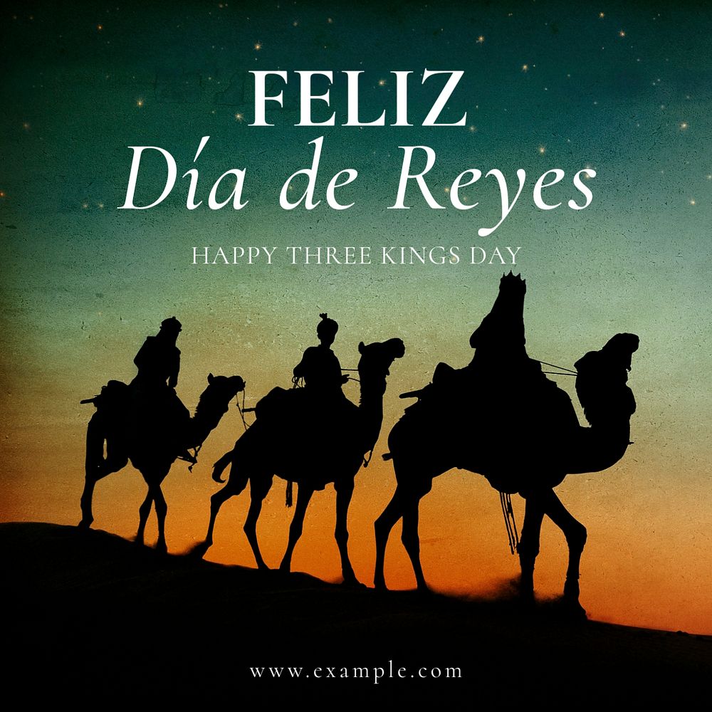 Three Kings Day Instagram post template, editable text