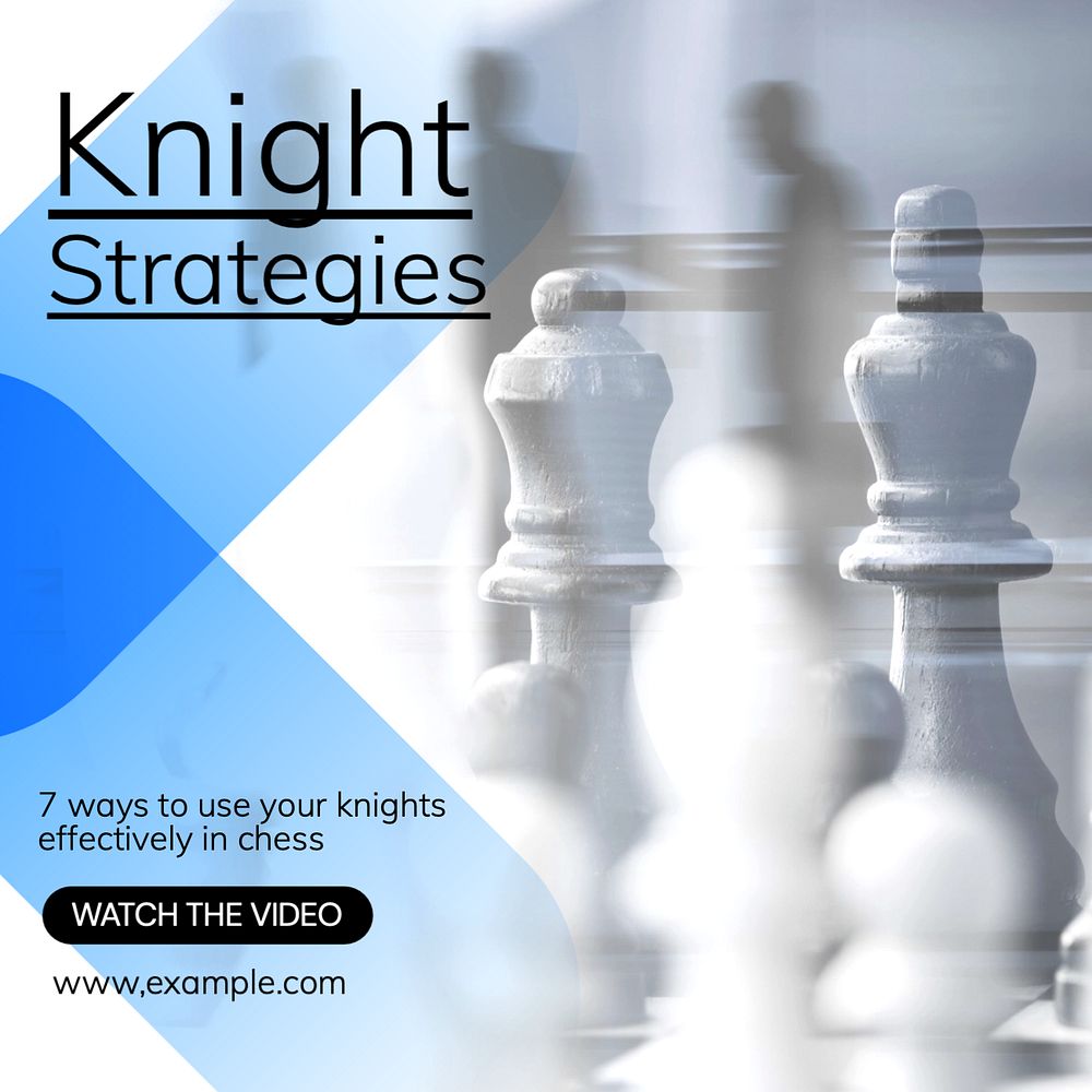 Chess knight strategy Instagram post template, editable text