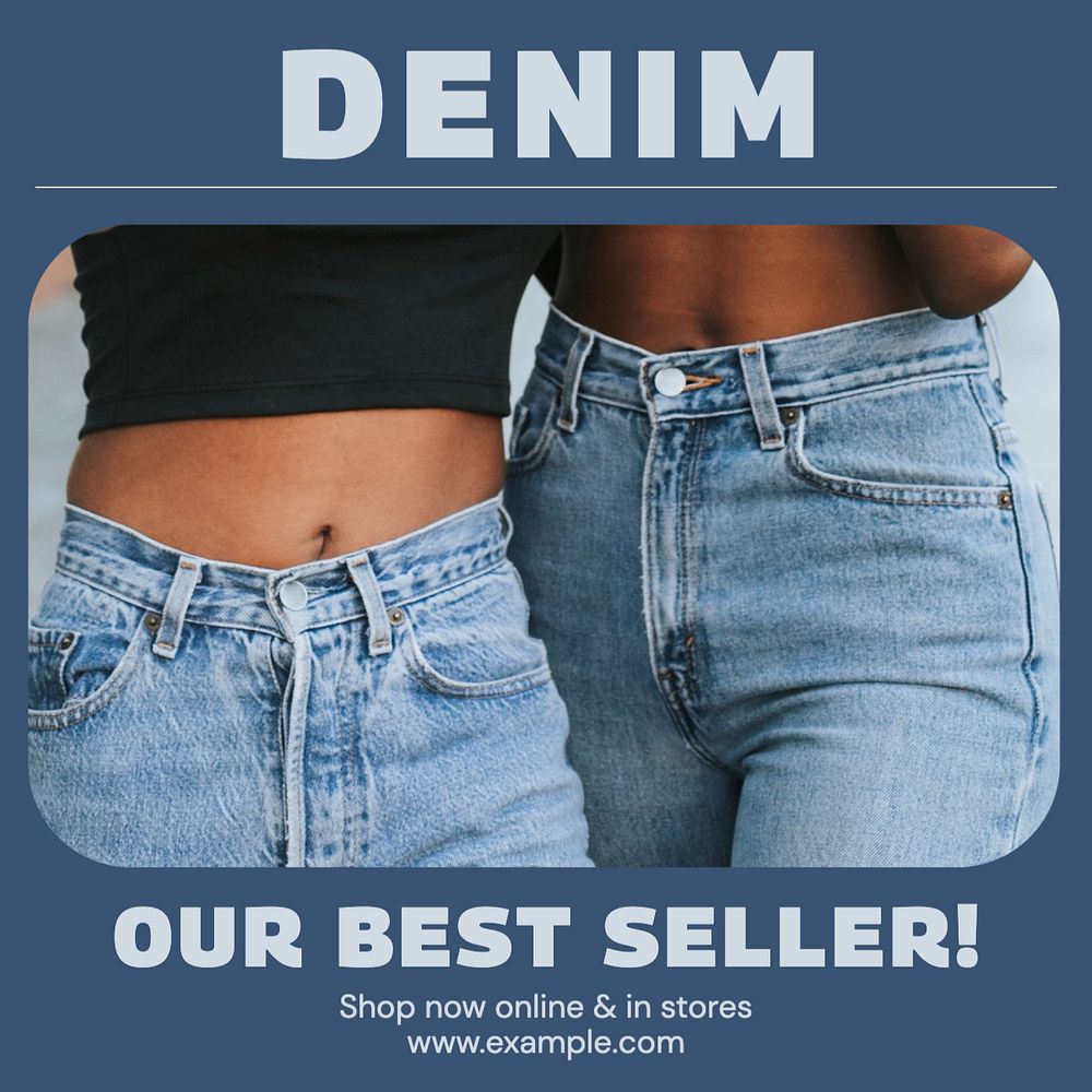 Denim & jeans Instagram post template, editable design