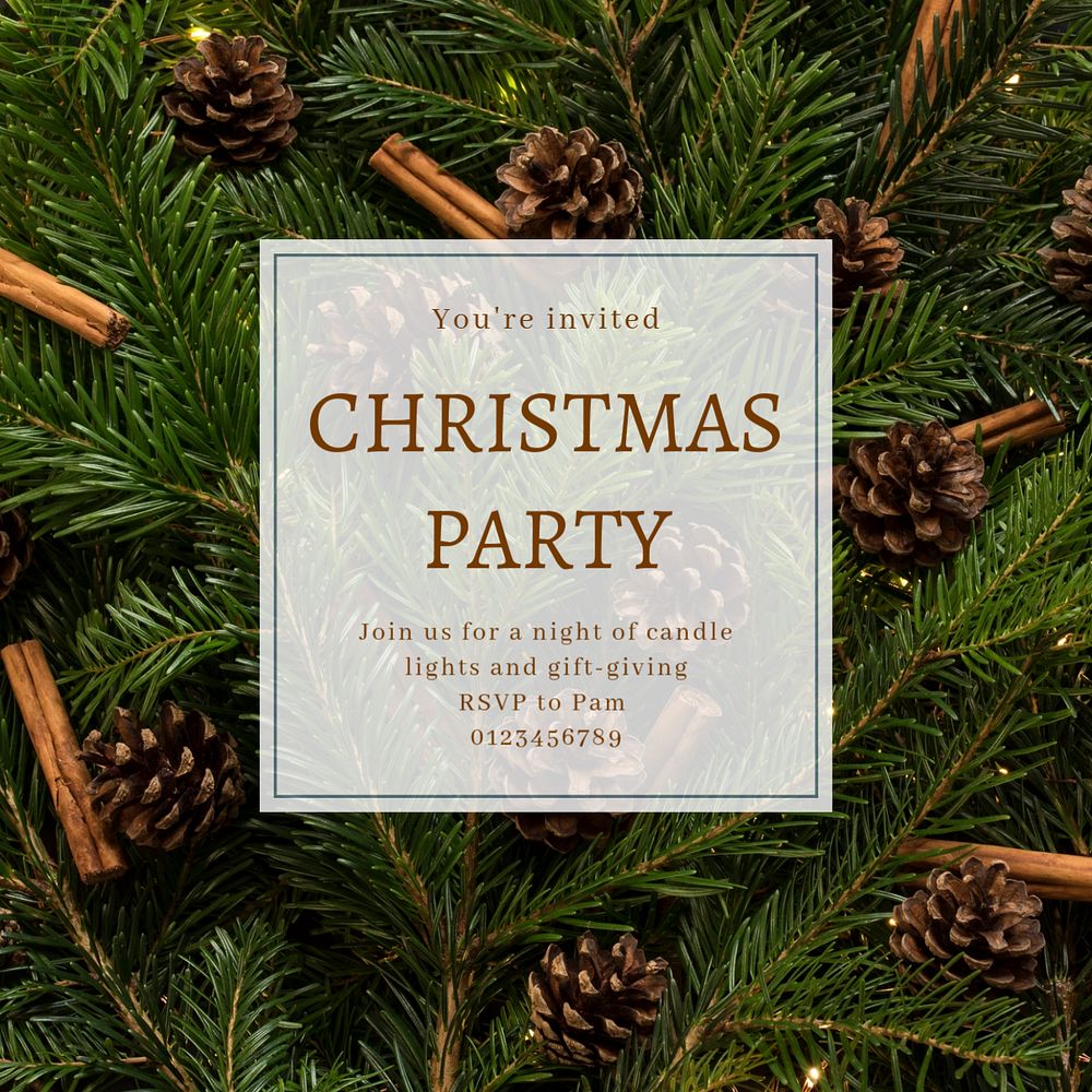 Christmas party Instagram post template, editable text