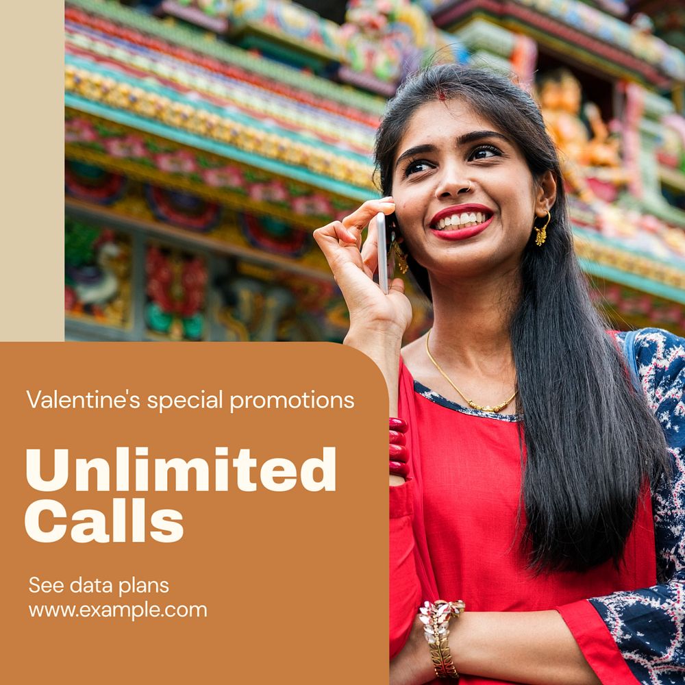 Unlimited calls Instagram post template, editable text