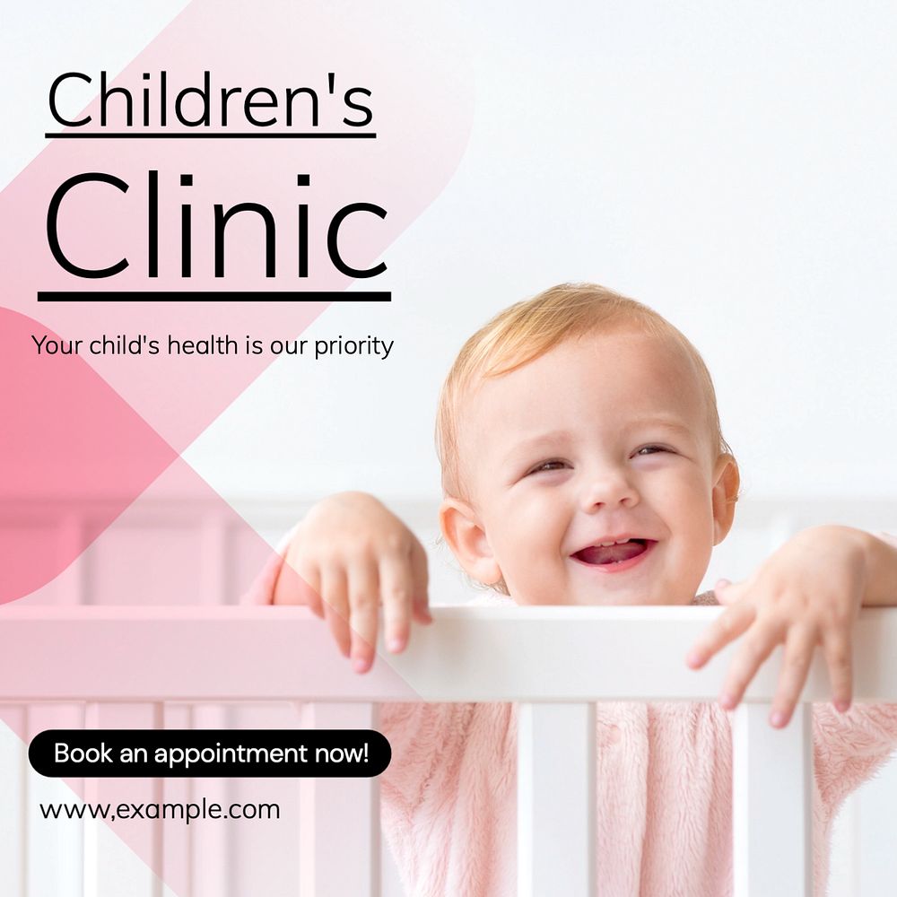 Children's clinic Instagram post template, editable text