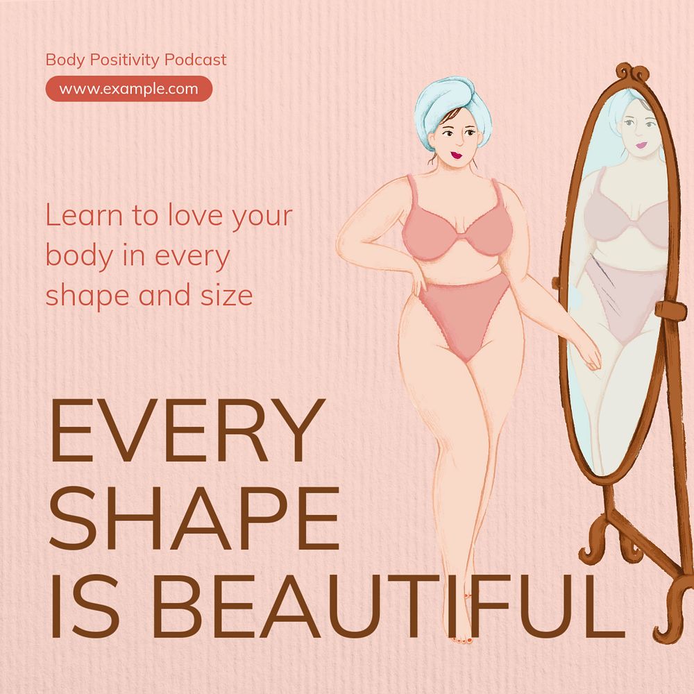 Body positivity Instagram post template, editable text