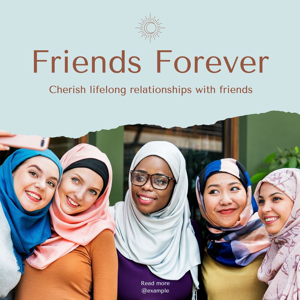 Friends forever Instagram post template, editable design