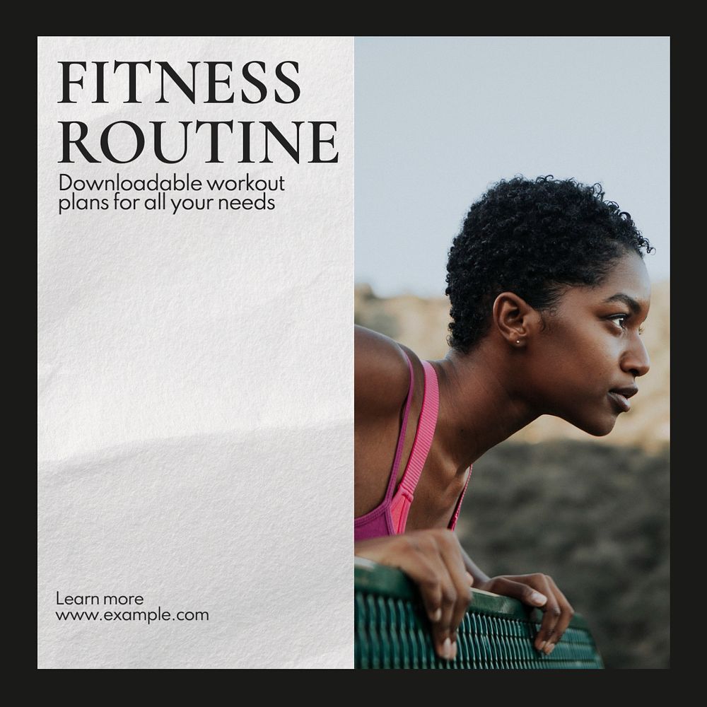 Fitness routine Instagram post template, editable design