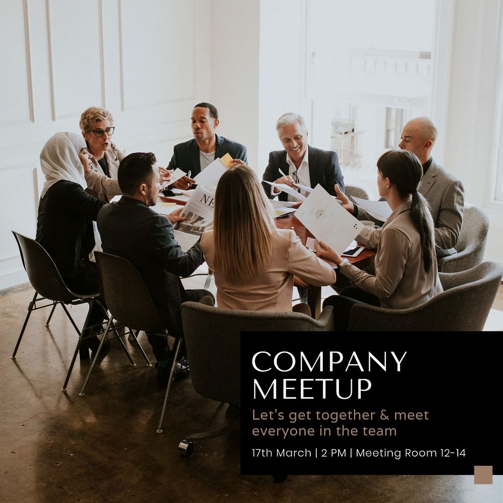 Company meetup Facebook post template, editable design