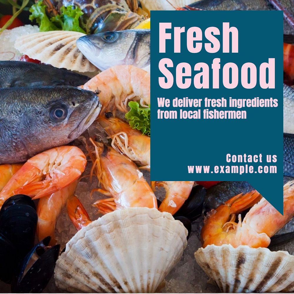 Fresh seafood Instagram post template, editable text