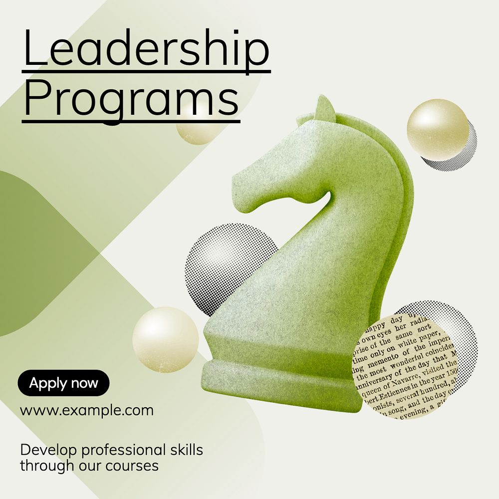 Leadership programs Instagram post template, editable text