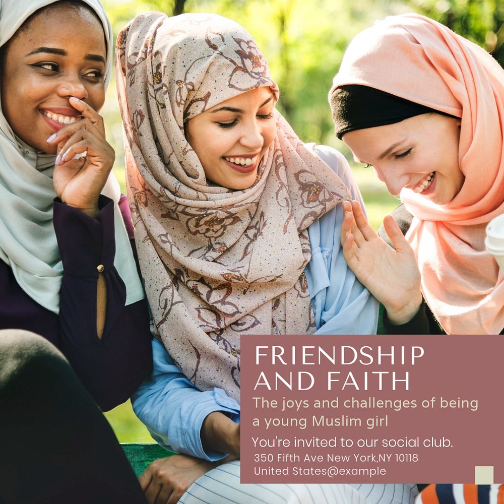 Friendship and faith post template, editable social media design