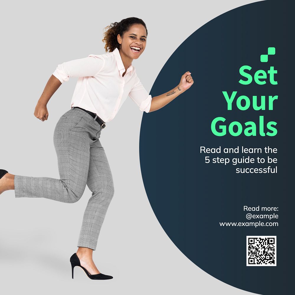 Set your goals Instagram post template, editable text