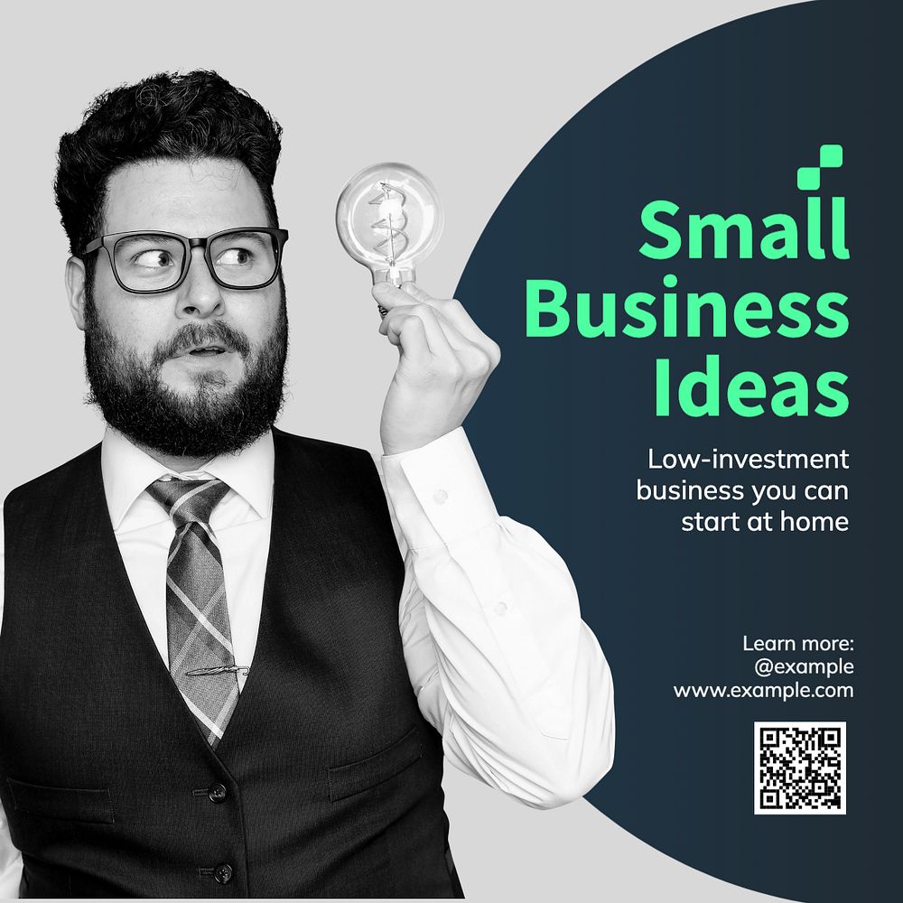 Small business ideas Instagram post template, editable text