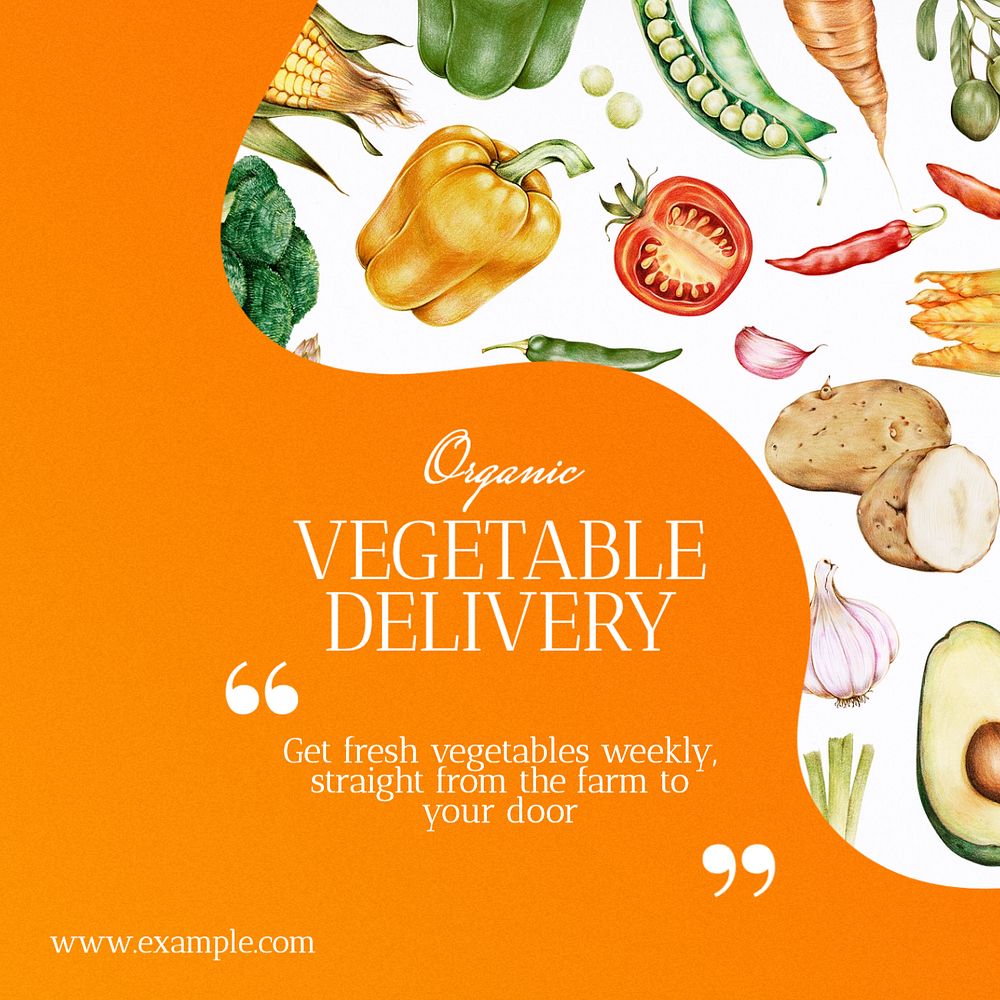 Vegetable delivery Instagram post template, editable text