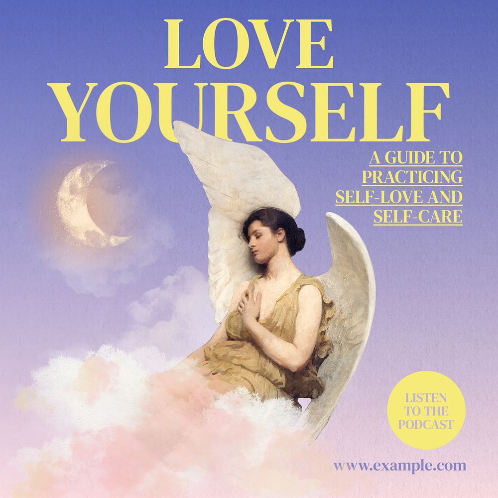 Love yourself podcast post template, editable social media design