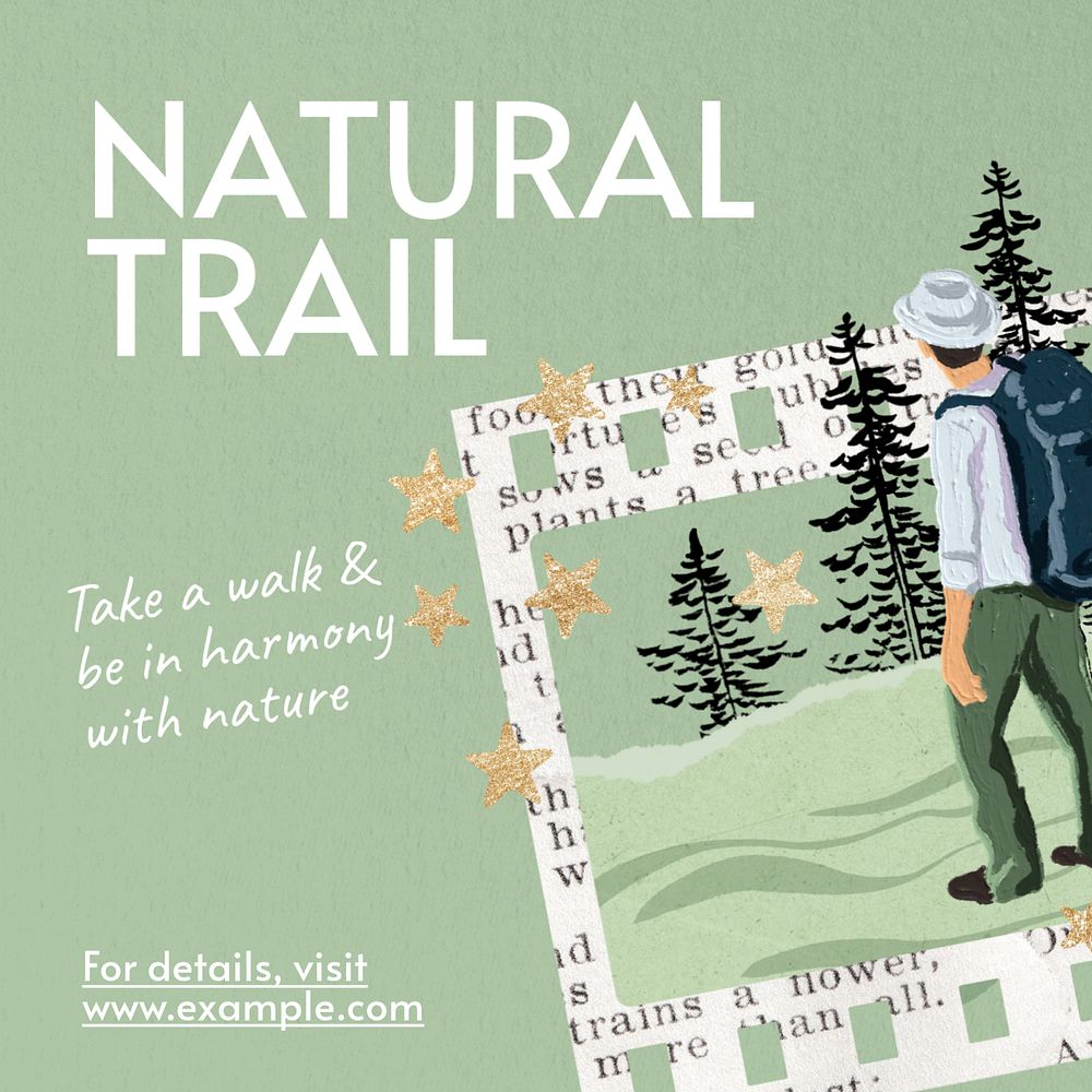 Natural trail Facebook post template, editable design