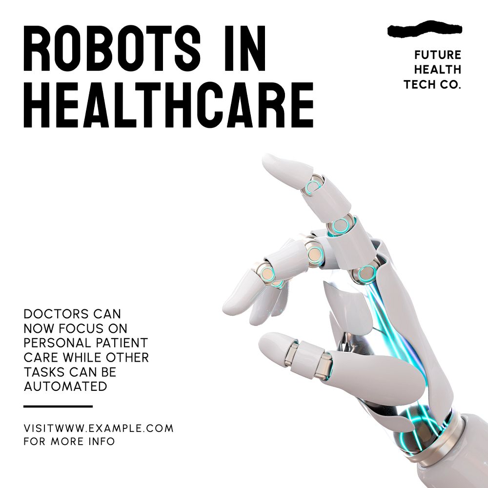 Robots in healthcare Instagram post template, editable text