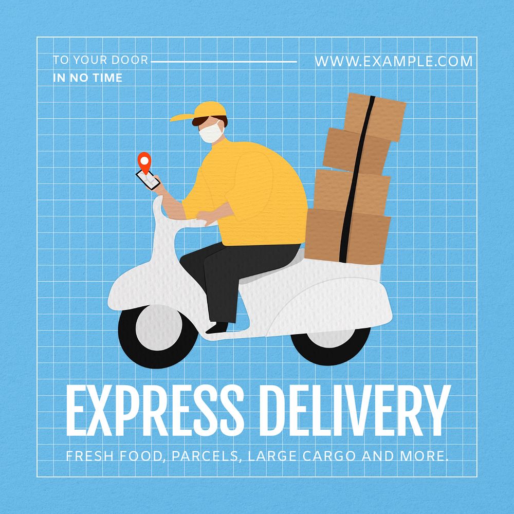 Express delivery Facebook post template, editable design