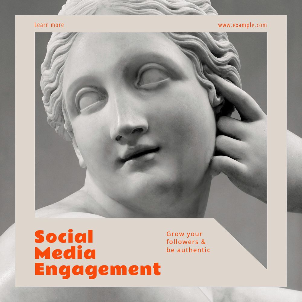 Social media engagement  Instagram post template, editable text