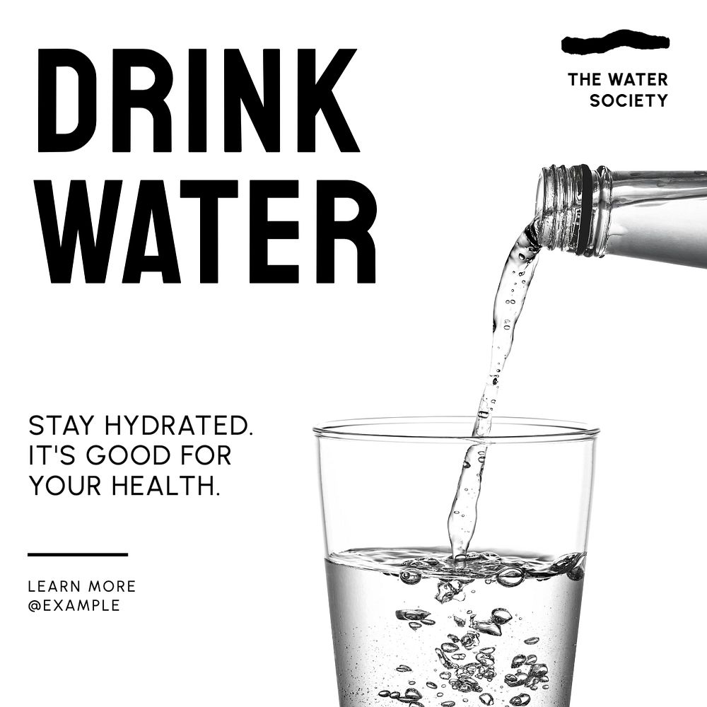 Drink water Instagram post template, editable text