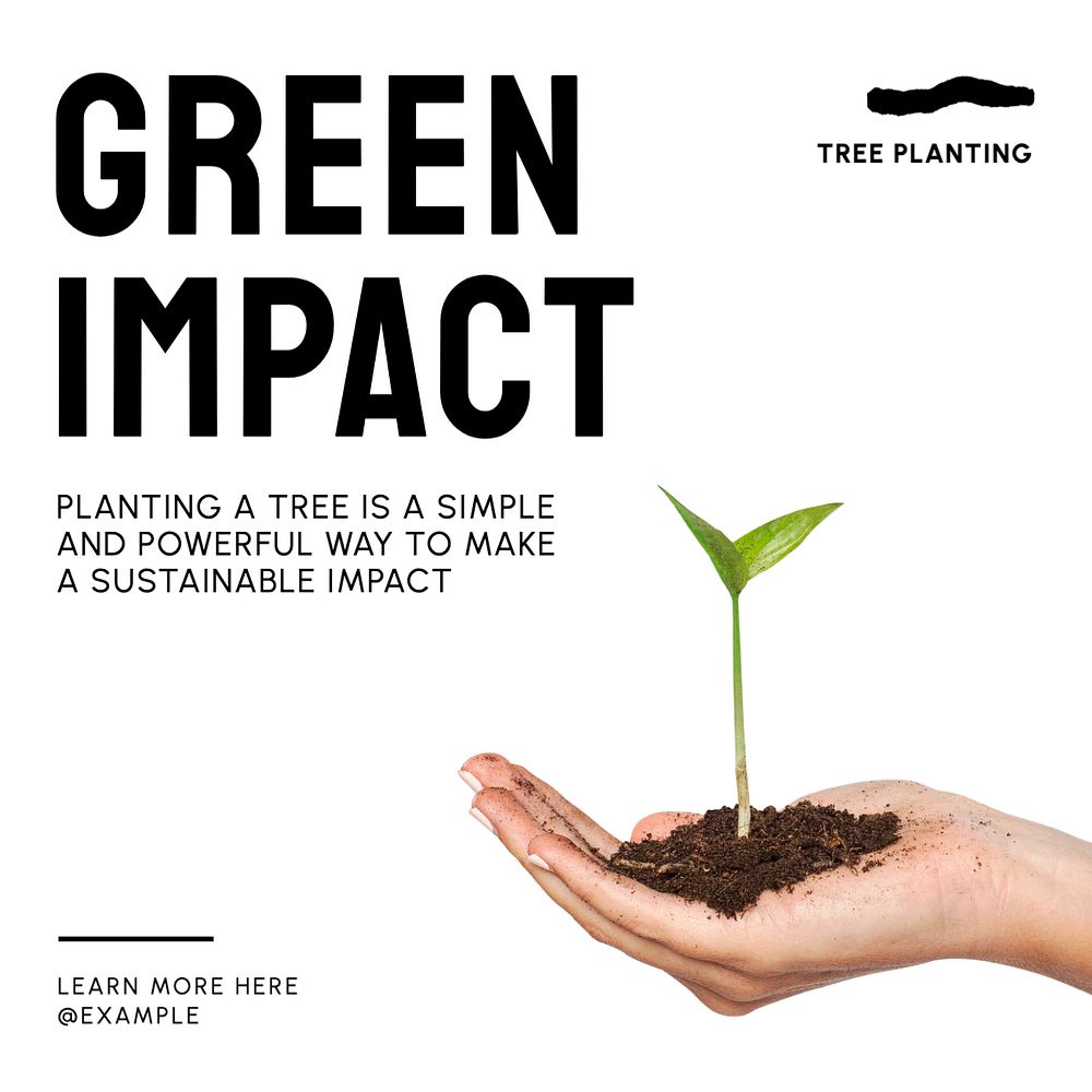 Green impact Instagram post template, editable text