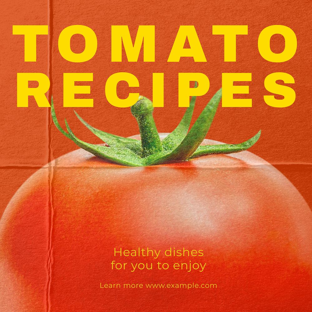 Tomato recipes  Instagram post template, editable text