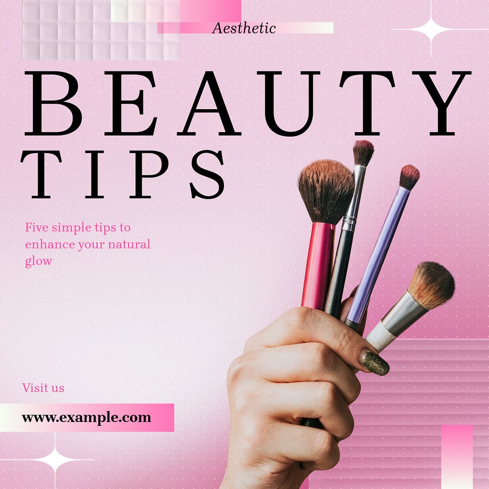 Beauty tips Instagram post template, editable text