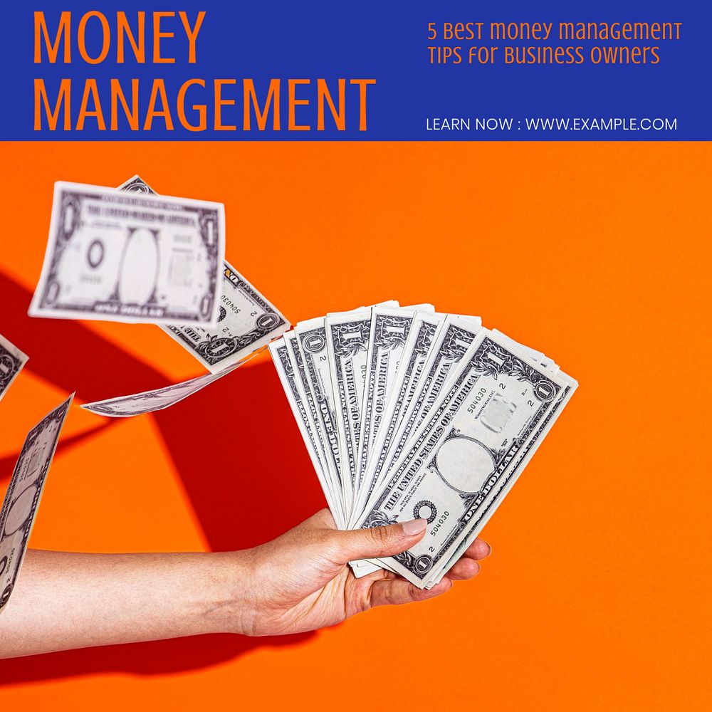 Money management  Instagram post template, editable text