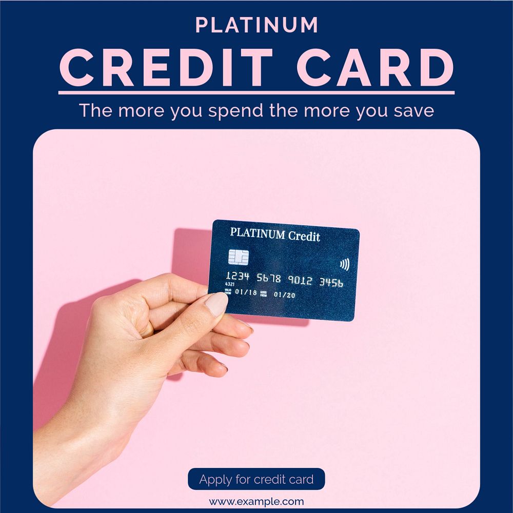 Credit card  Instagram post template, editable text