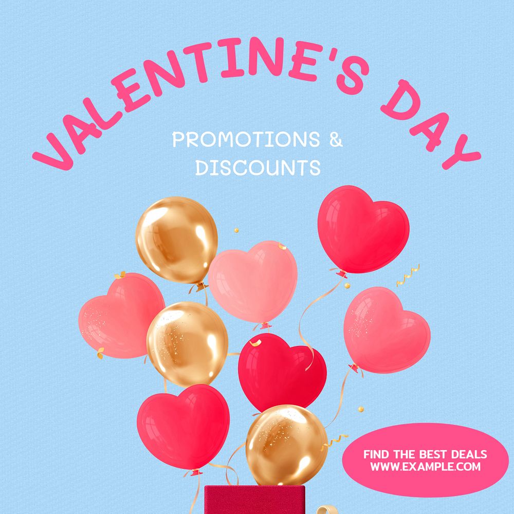 Valentine's day sale  Instagram post template, editable text