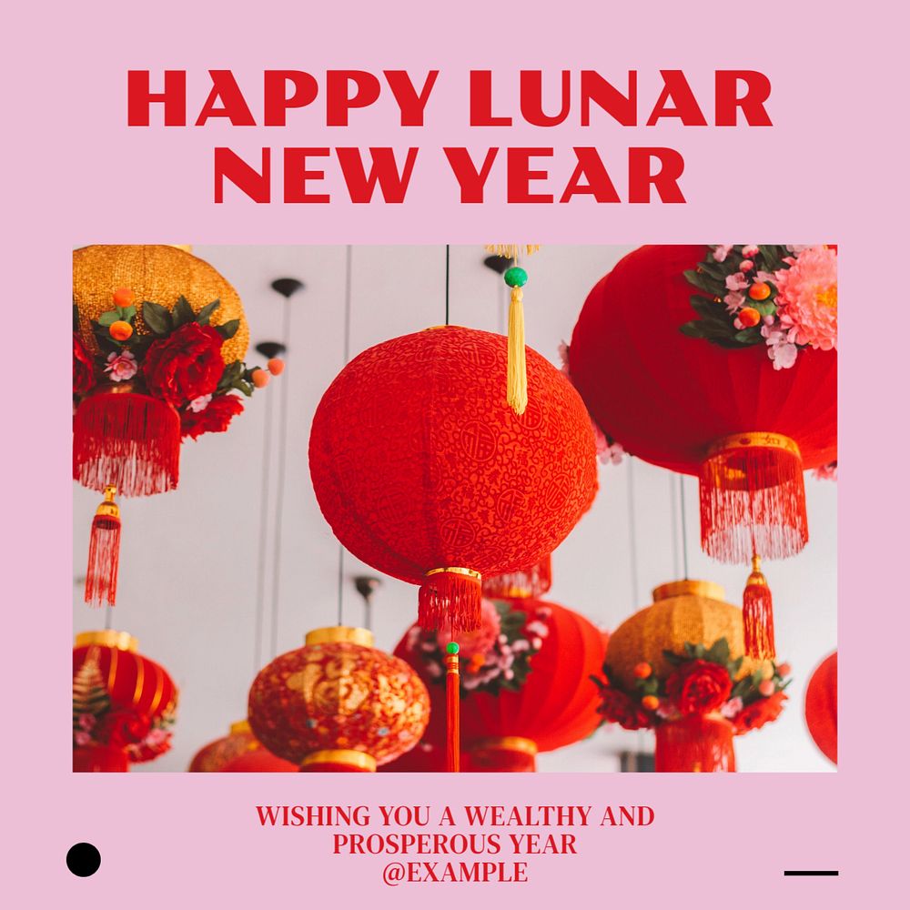 Lunar new year Instagram post template, editable text