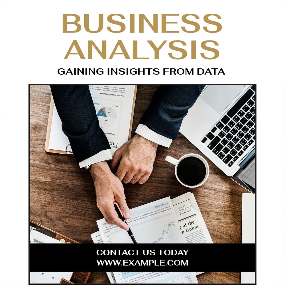 Business analysis  Instagram post template, editable text