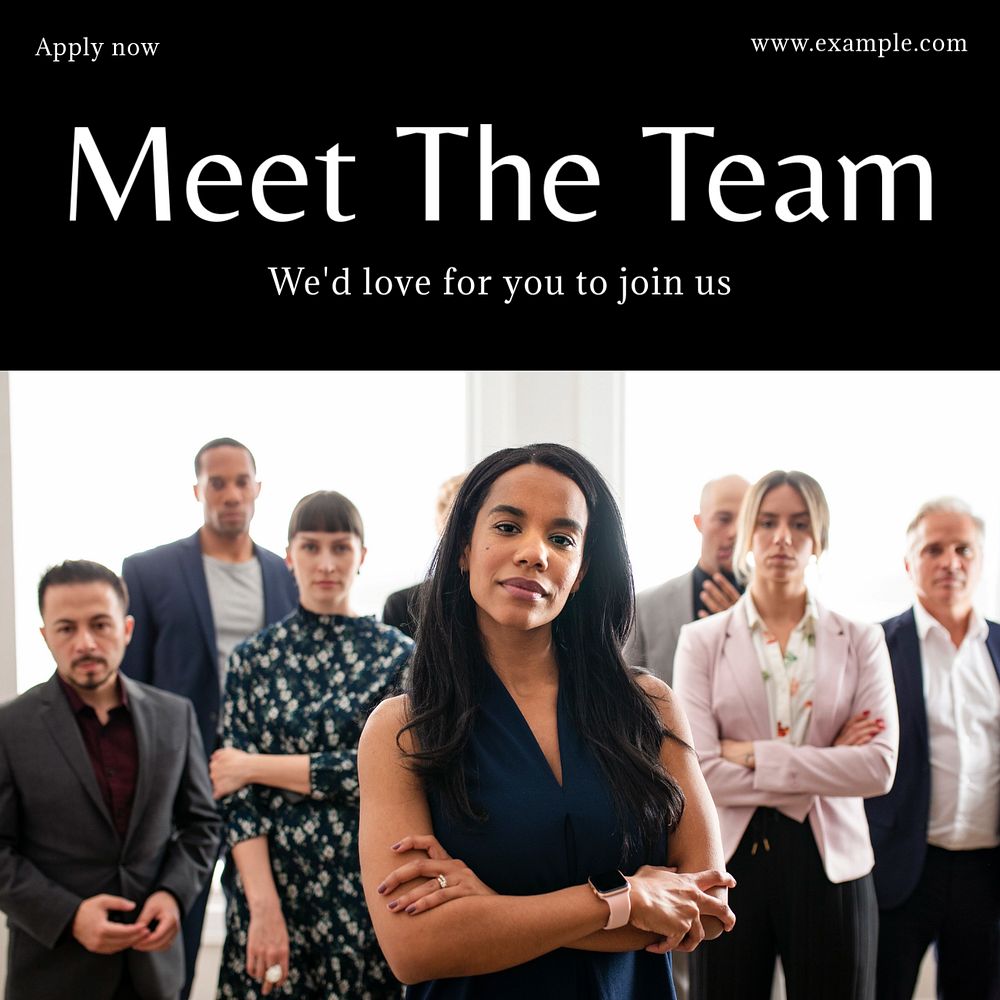 Meet the team post template, editable social media design