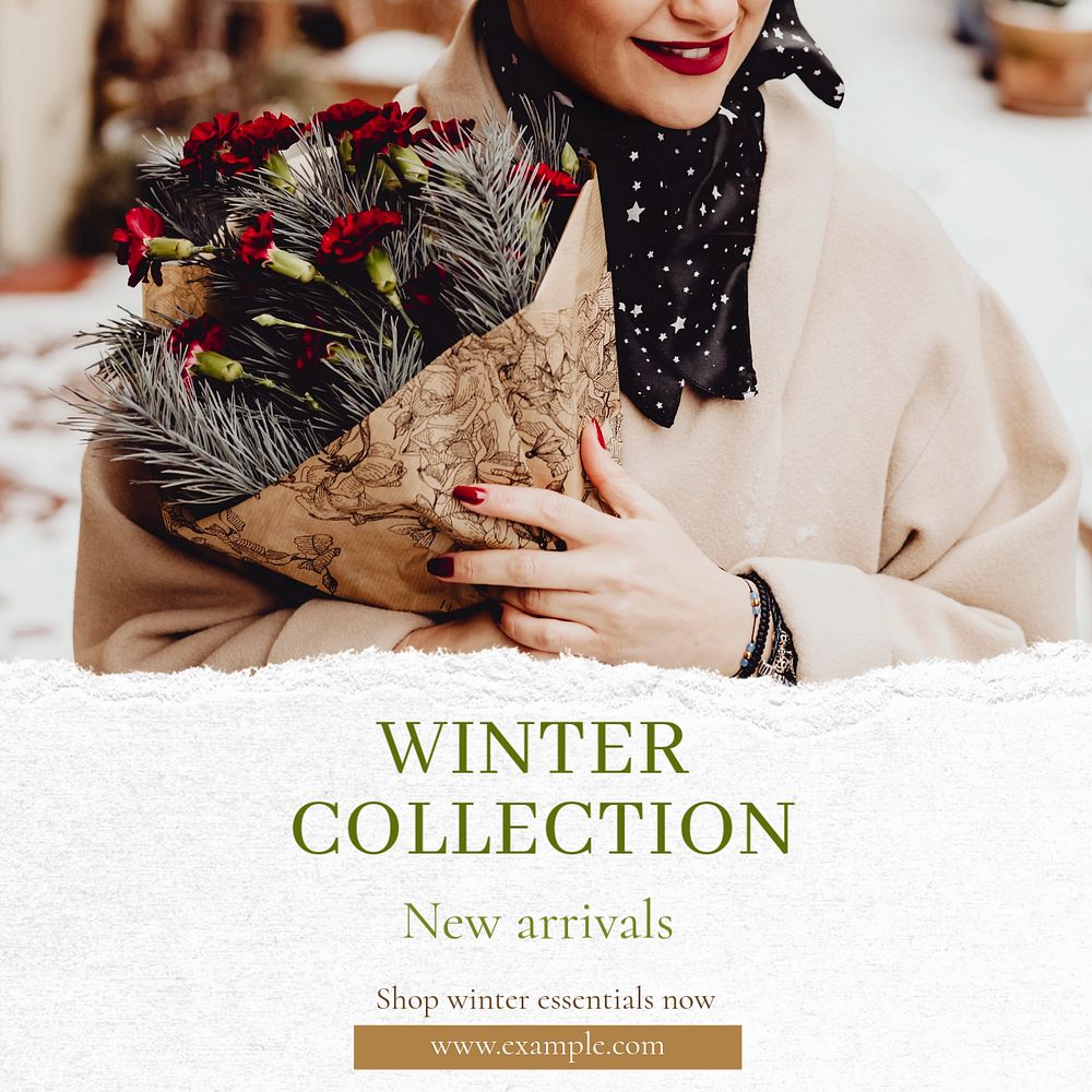 Winter collection  Instagram post template, editable text