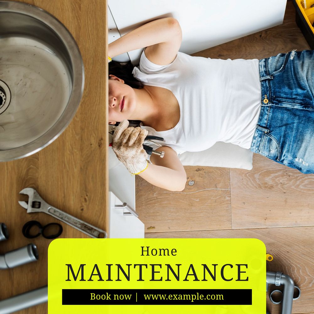 Home maintenance  Instagram post template, editable text