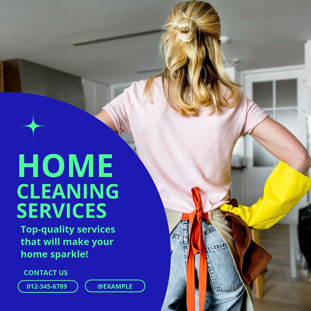 House cleaning services Instagram post template, editable text