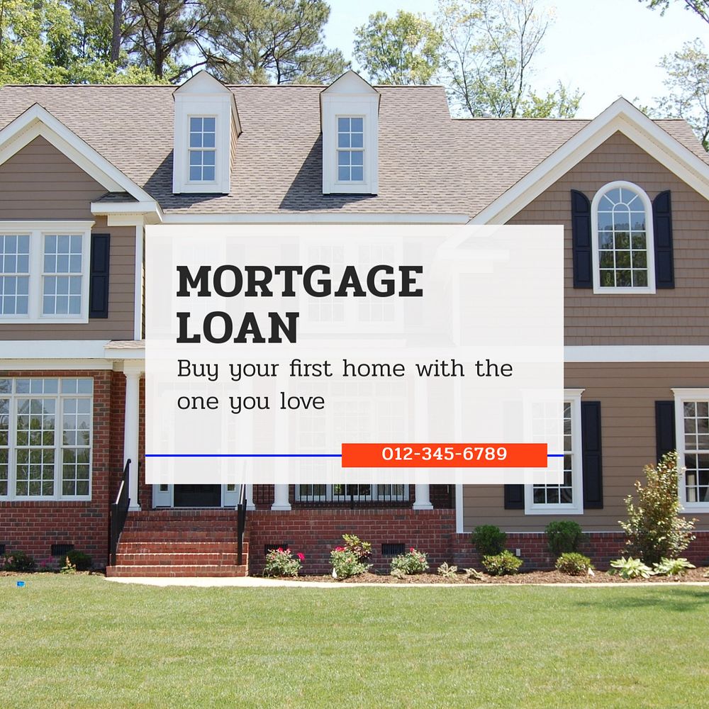 Mortgage loan  Instagram post template, editable text