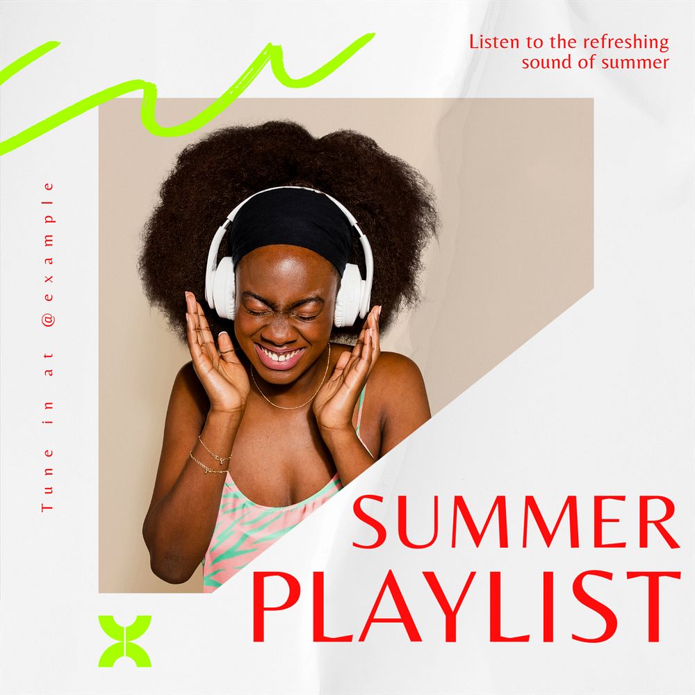 Summer playlist  Instagram post template, editable text