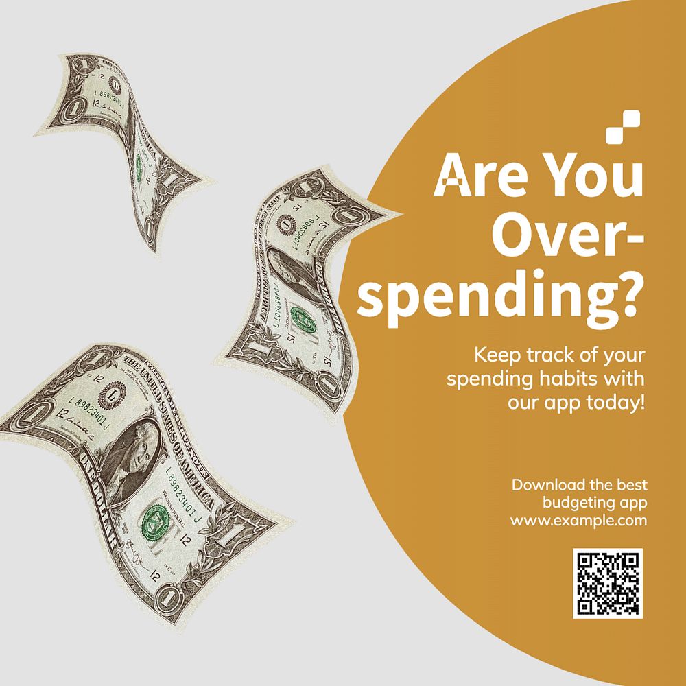 Spending money Instagram post template, editable text